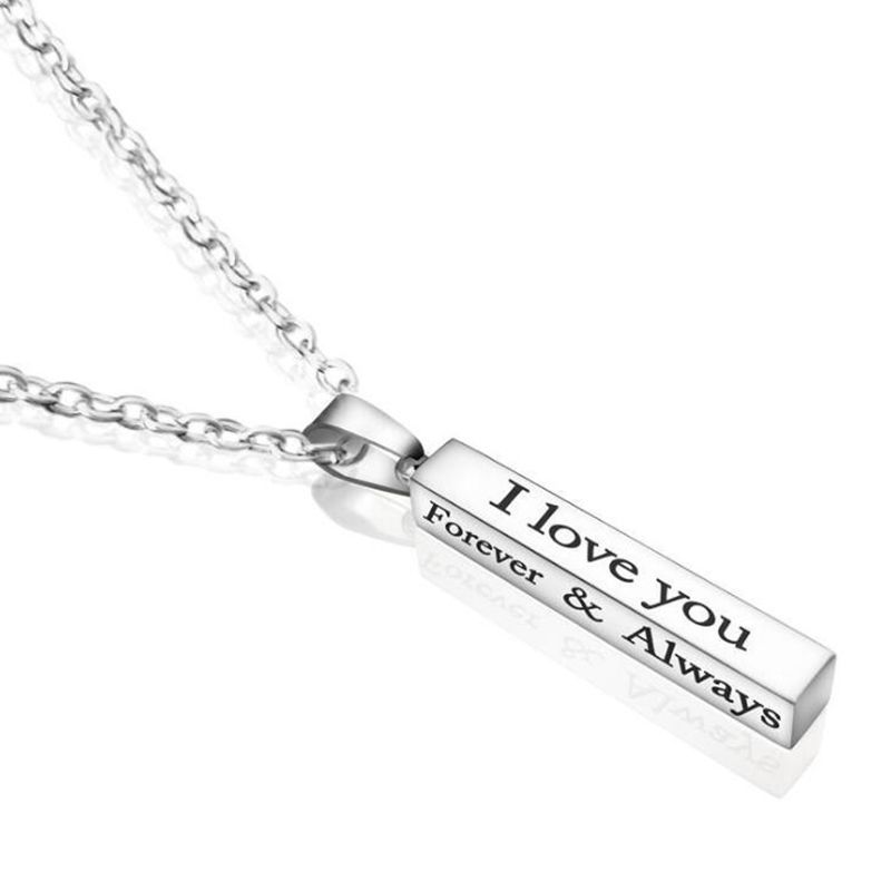 I Love You Stainless Steel Wishing Column Pendant Necklace Accessories For Lover