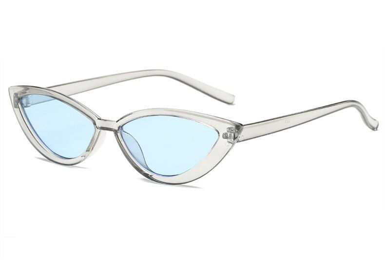 Blue as pictureKUJUNY Women Small Cat Eyes Sunglasses Luxury Brand Designer Sun Glasses Transparent Frame Concave Eyewears Travel Accessories