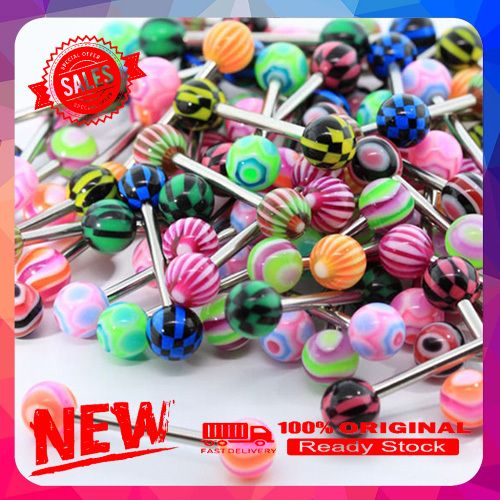 Fashion Mixed Color Tongue Rings 20/50 Pcs Assorted Piercing Barbells Bars Jewelry