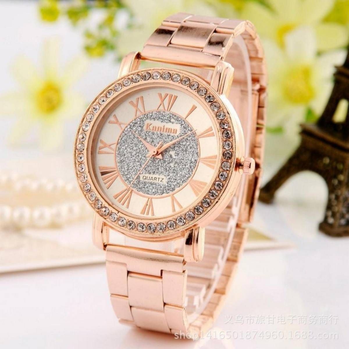 Women Luxury Brand New Geneva Ladies Quartz-Watch Gifts For Girl Full Stainless Steel Rhinestone wrist watches