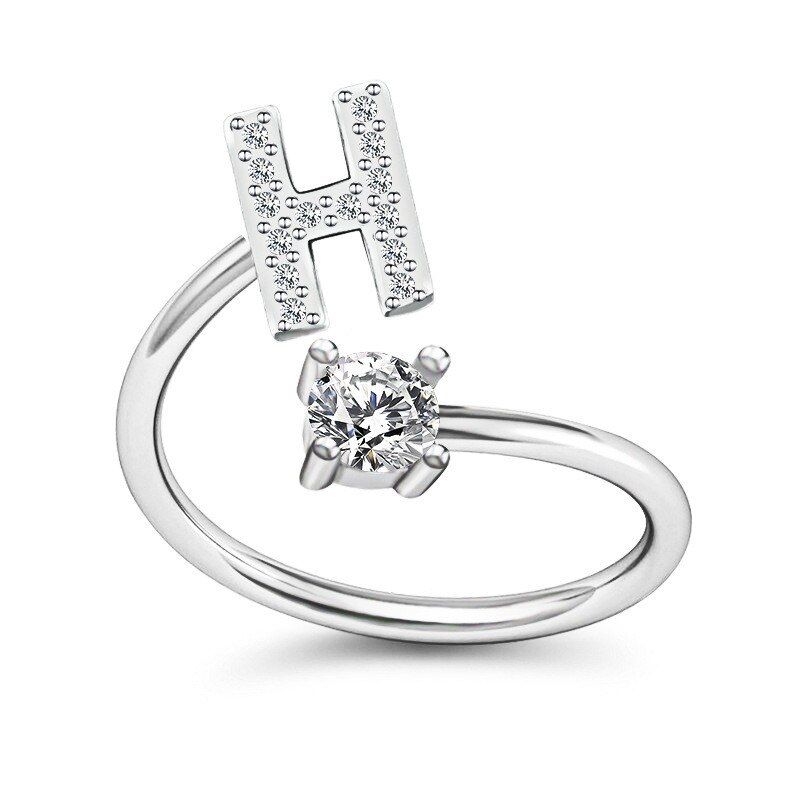 A-Z letters ring for women zircon open rings Initials  Alphabet Party adjustable rings for girlfriend gift fashion jewelry