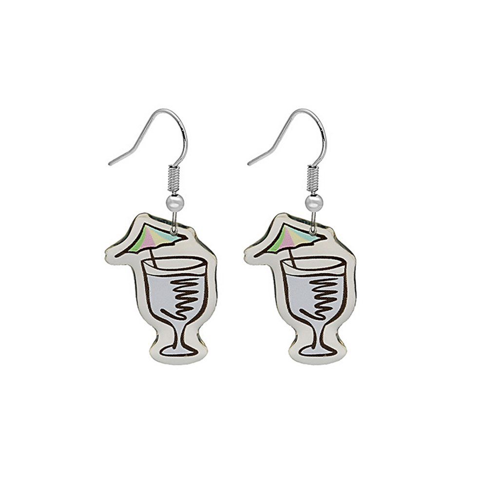 Earrings Acrylic Irregular Earrings Drink Cup Umbrella Ear Hook Drop Earrings