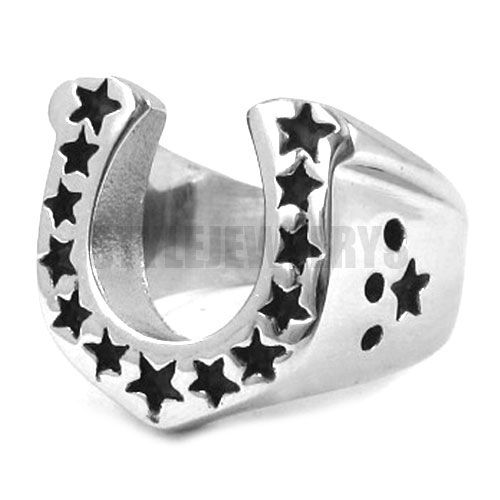 U-Shaped Horseshoe Ring Stainless Steel Jewelry Classic Lucky Stars Biker Men Ring Wholesale SWR0028SE