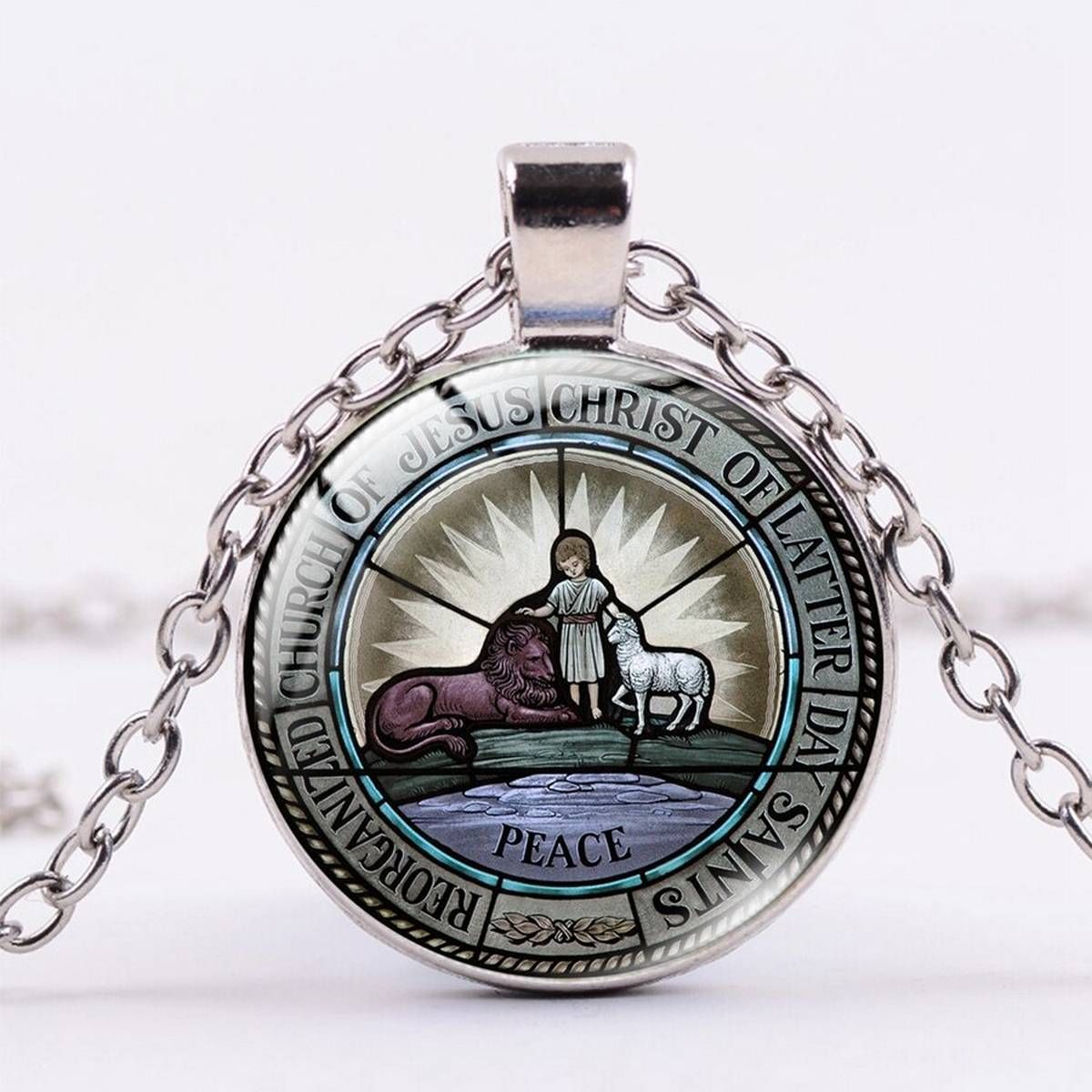New Relief Society Mormonism Pendant Necklace Relief Society Symbol Jewelry Necklace Round Glass Cabochon Mormon Jeweley