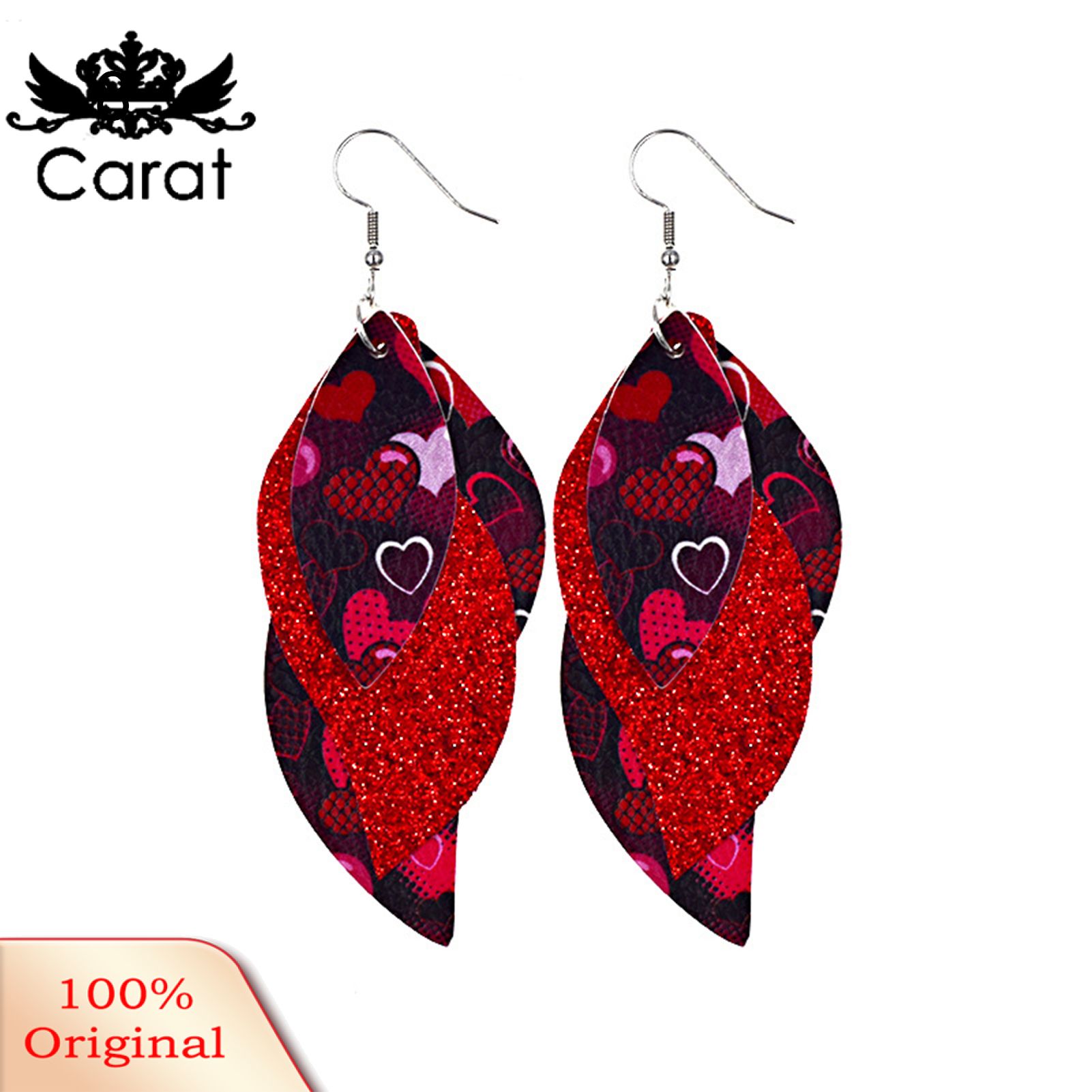 Carat S-Shaped Leather Earrings Sequins Sparkling Earrings Jewelry Accessory Gifts