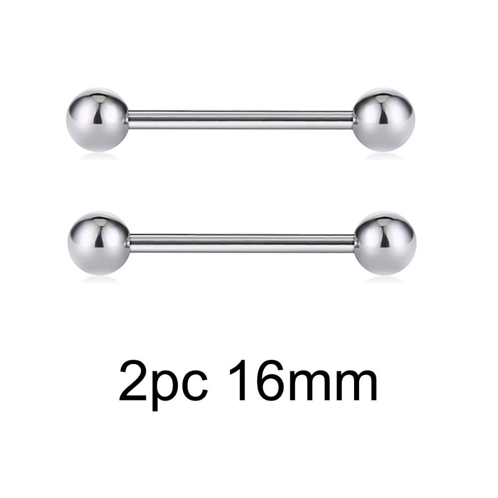 2pcs 14G 1.6mm Tongue Rings for Women Steel Tongue Piercing Barbell Ring Bar Tragus Tong Piercing Body Jewelry