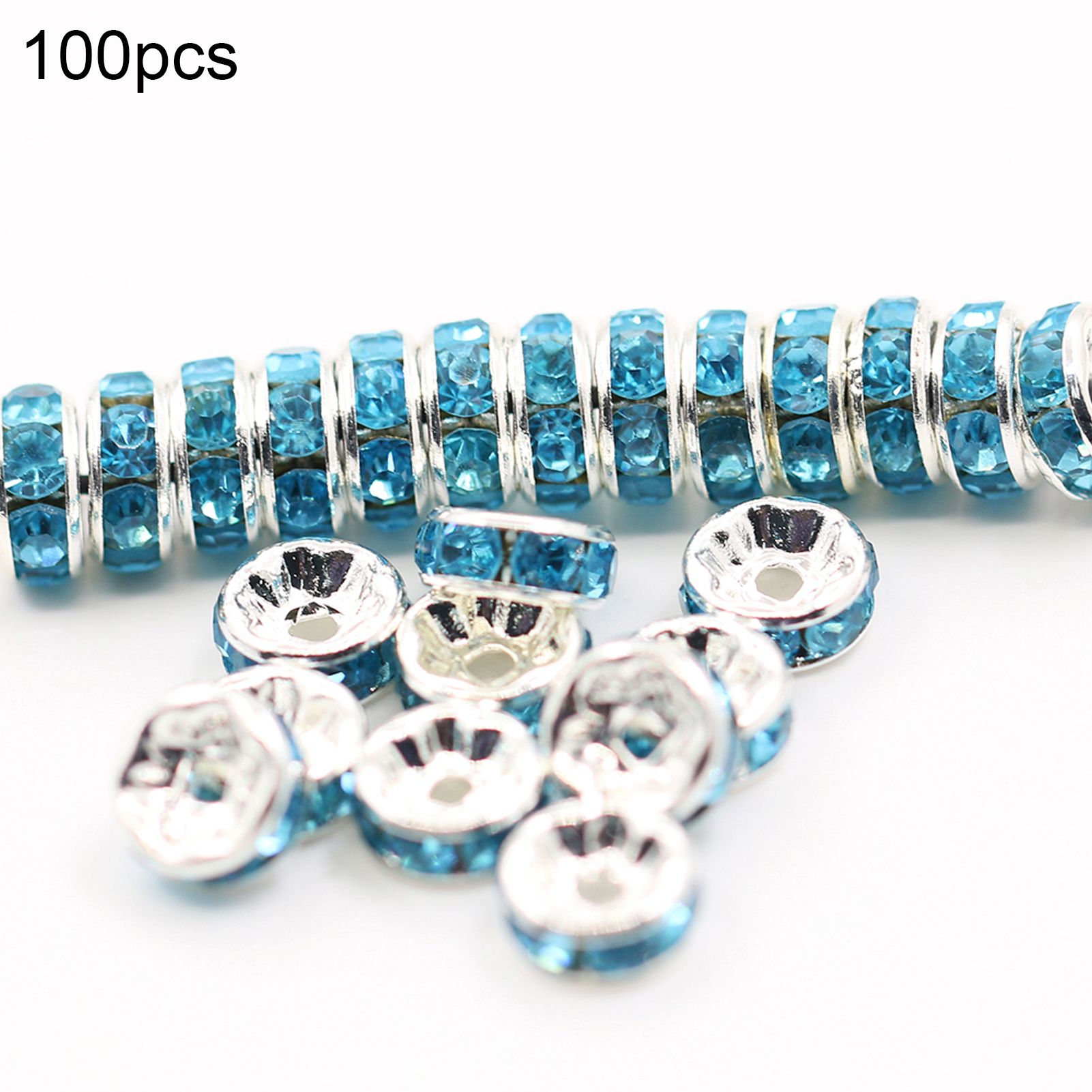 100 Pcs 6mm Shiny Glass Metal Rondelle Sper Beads for DIY Jewelry Craft Making