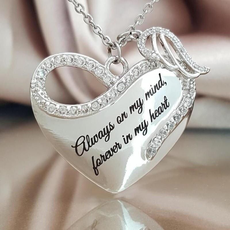 Itenice Religious Heart Angel Necklaces For Woman Gold Silver Color Zirconia Pendant Necklace Jesus Wedding Jewelry
