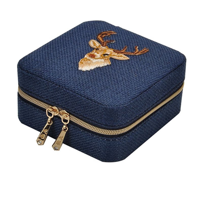 Linen Box Multifunction Necklace Ring Earings Bracelet Storage Box Organizer Girl Gift