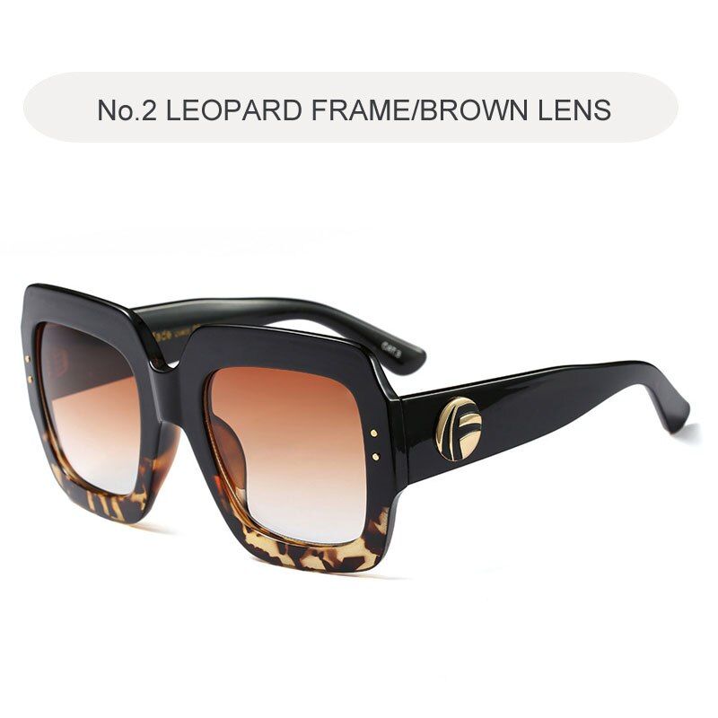 C2 BROWN2020 Oversized Square Sunglasses Women Vintage Retro Sun Glasses Luxury Brand Black Big Shades Female Glasses Oculos UV400