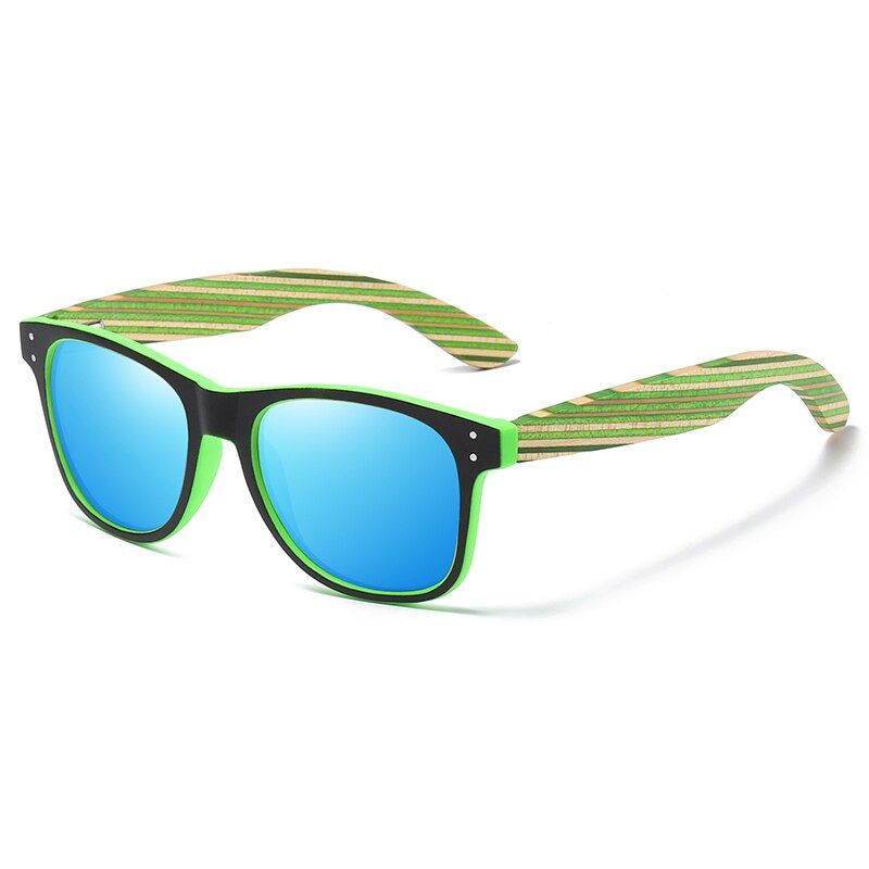 BlueGM Polarized Sunglasses for Boys and Girls with Recycled Frames and Color Wood Temples S5088