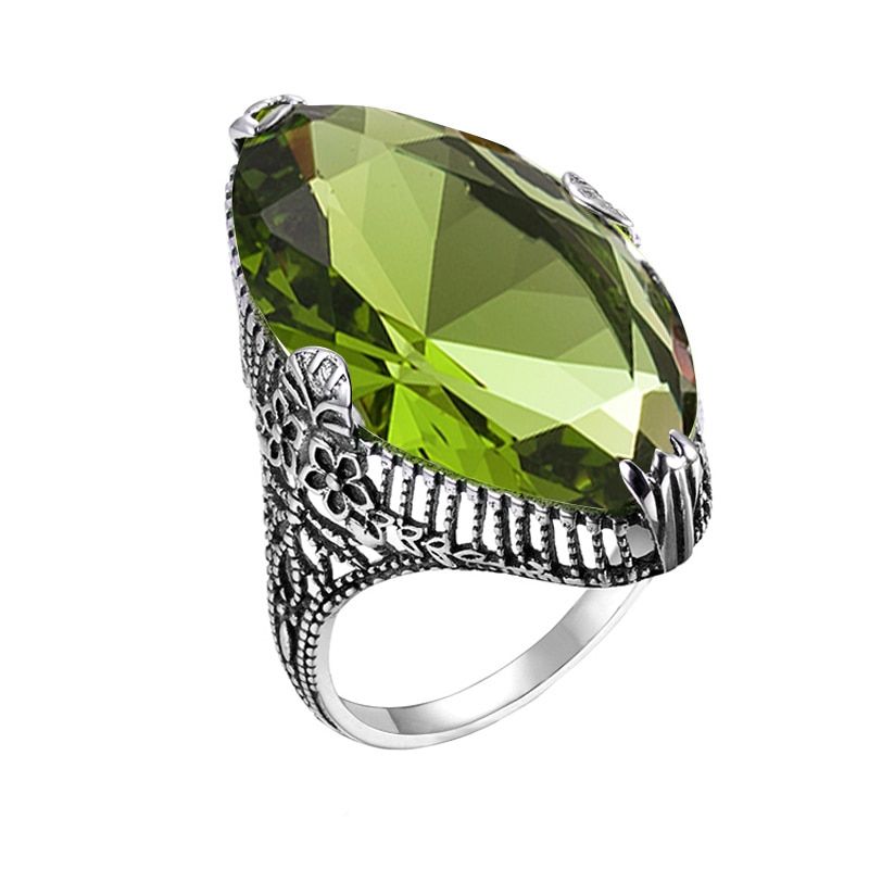 Peridot Ring marquis 925 Sterling Silver Rings for Women July Birthstone Engagement Ring Silver 925 Gemstones Jewelry