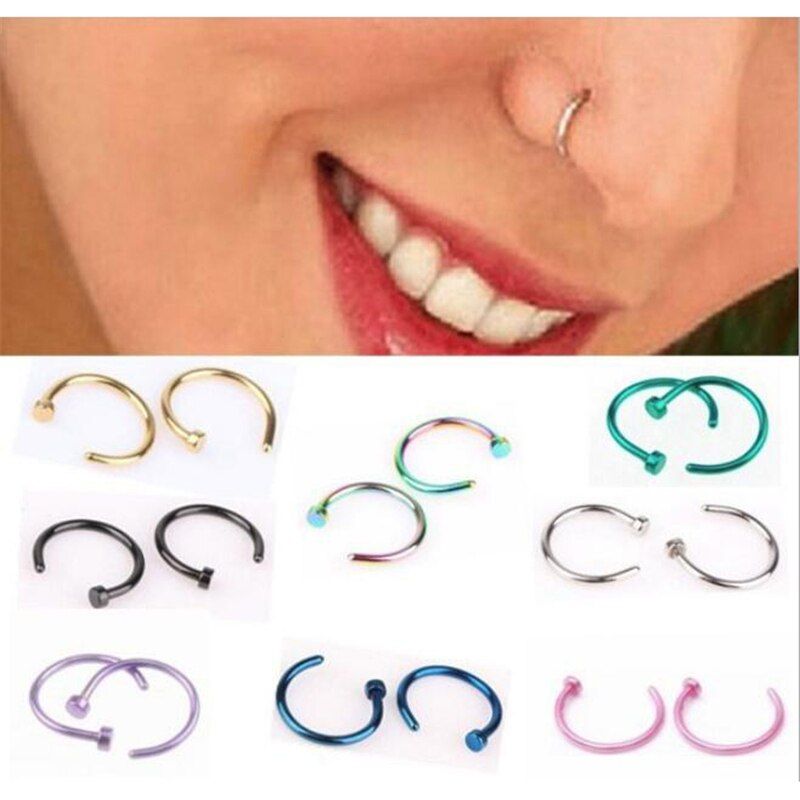 8mm Nose Ring 316L Stainless Steel Body Clip Hoop For Women Fake Medical Titanium Septum Piercing Clip Jewelry