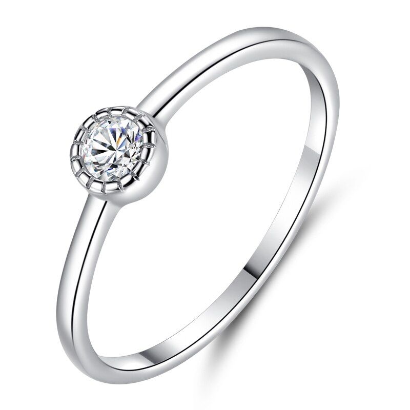 BELAWANG  925 Sterling Silver AAA+ Rhinestone Engagement Rings for Women Silver Wedding Rings Female Jewelry