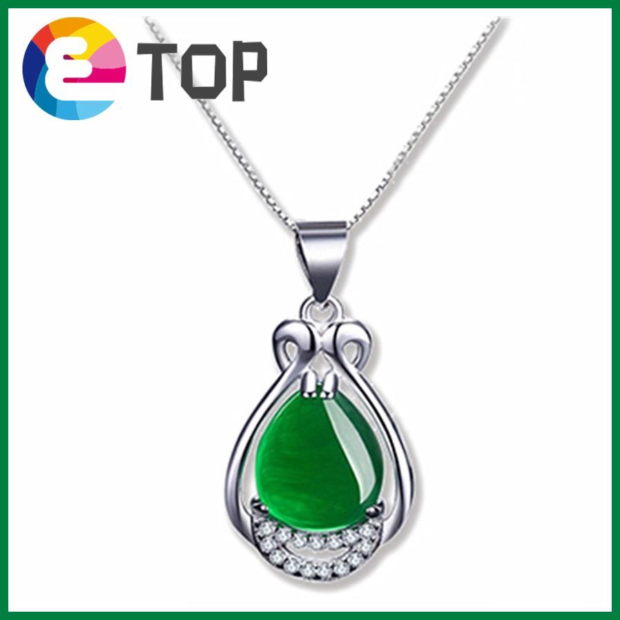 Korean Vase Pendant Green Chalcedony Red Corundum Pendant Retro Green Agate Elegant Pendant Necklace Jewelry