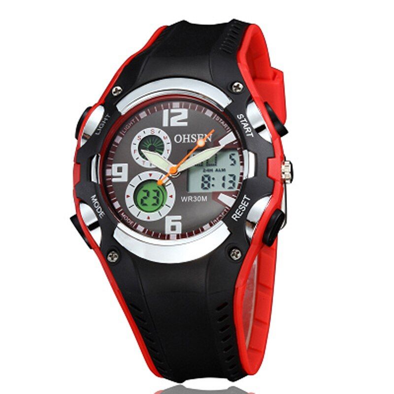 Rubber Strap Fashion Digital Sport Wristwatch Childrens Boys Kids Waterproof Digital Display Watches OHSEN-AD1309