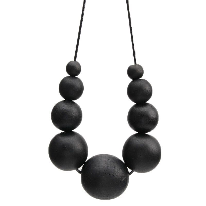 1pc Wood Beads Geometric Bead Necklace Hand Painted Wooden Beads Necklace Colorful Jewelry For Women