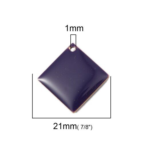 DoreenBeads Fashion Copper Enamelled Sequins Pendant Handmade Charms Rhombus Brass Colorful Jewelry DIY Findings Charms, 10 PCs