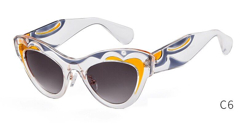 C6WHO CUTIE 2018 Thick Cat Eye Sunglasses Women Brand Designer Unique Pattern Frame Retro Vintage Cateye Sun Glasses Shades OM720