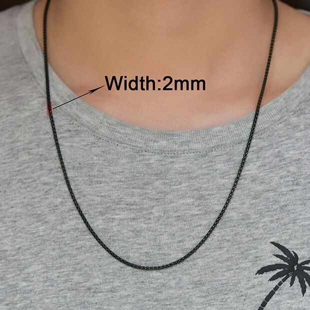 2-5mm Mens Box Necklace Stainless Steel Chain Steel Necklace For Women Pendant Necklace Jewelry Gift Statement