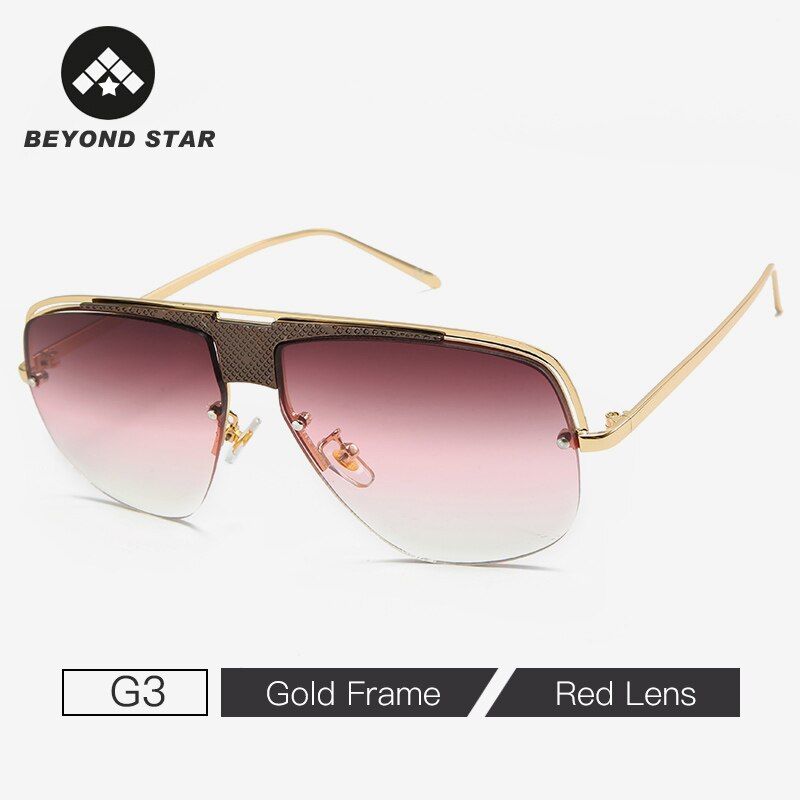 G3 Red No Package SetsBEYONDSTAR Semi-Rimless Red Women Sun Glasses Premium Luxury Brand Designer 2019 Man Sunglasses Fashion Eyewear Okulary G25030