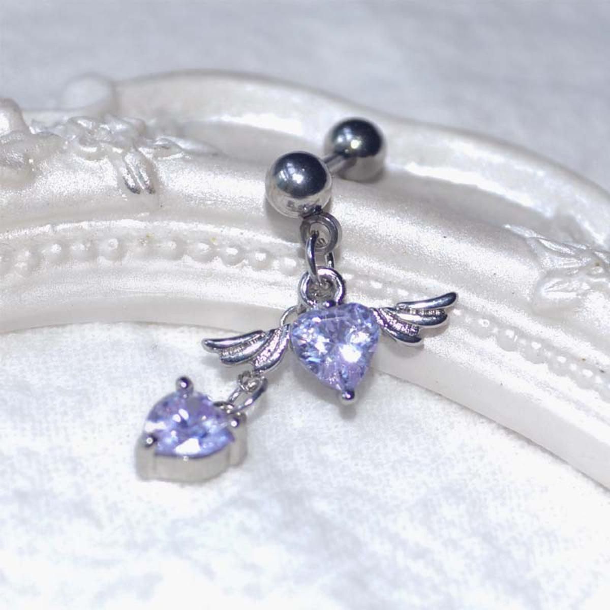 1Piece Angel Wings Heart Stud Earring for Women Helix Piercing Earrings Heart Pendant Ear Stud Y2K Egirl Jewelry