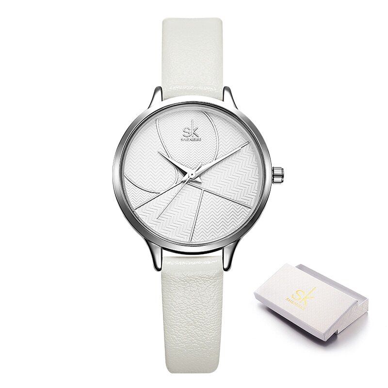 Shengke Brand  Casual Women Watches 4 Colors Black Leather Quartz Watch Female Clock Quartz Relogio Feminino Zegarek Damski