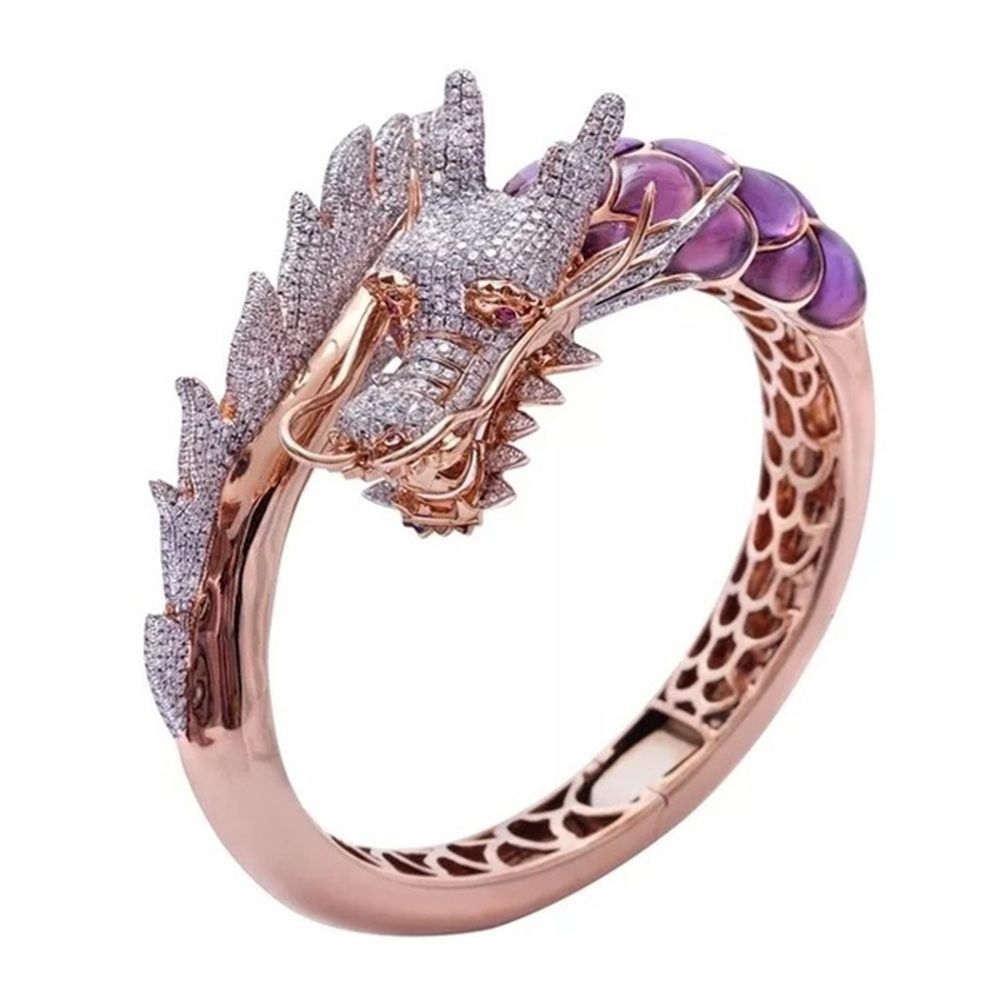 Fashion Women Rhinestone Inlaid Dragon Finger Ring Wedding Party Jewelry Gift