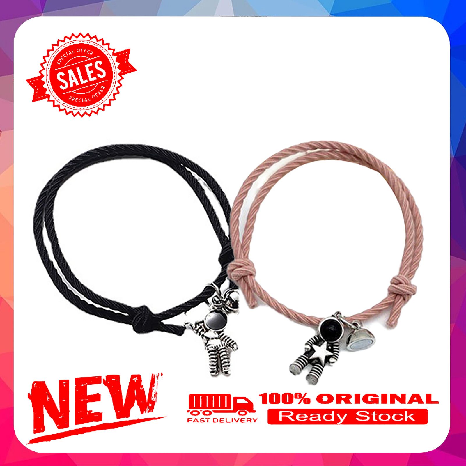 Bracelet Exquisite Multi-use Alloy Astronaut Shape Elastic Couple Bracelet for Valentine Day