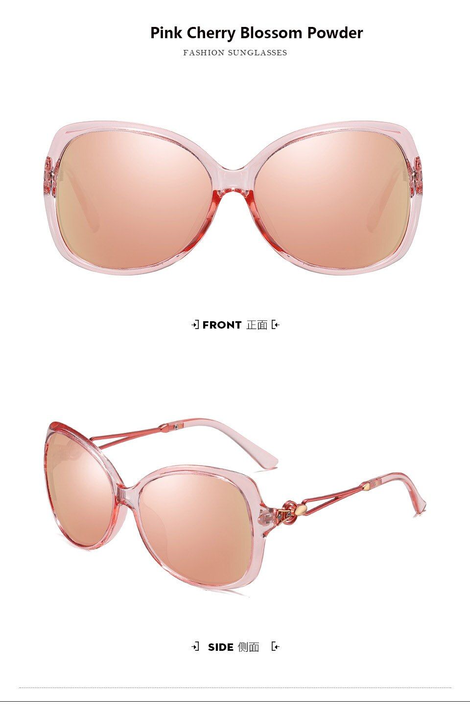 Pink C B PowderDiscoloration Crystal Sunglasses Women Polarized Chameleon Len Driving Sun Glasses Female Gradient Shades Oculos Feminino UV400