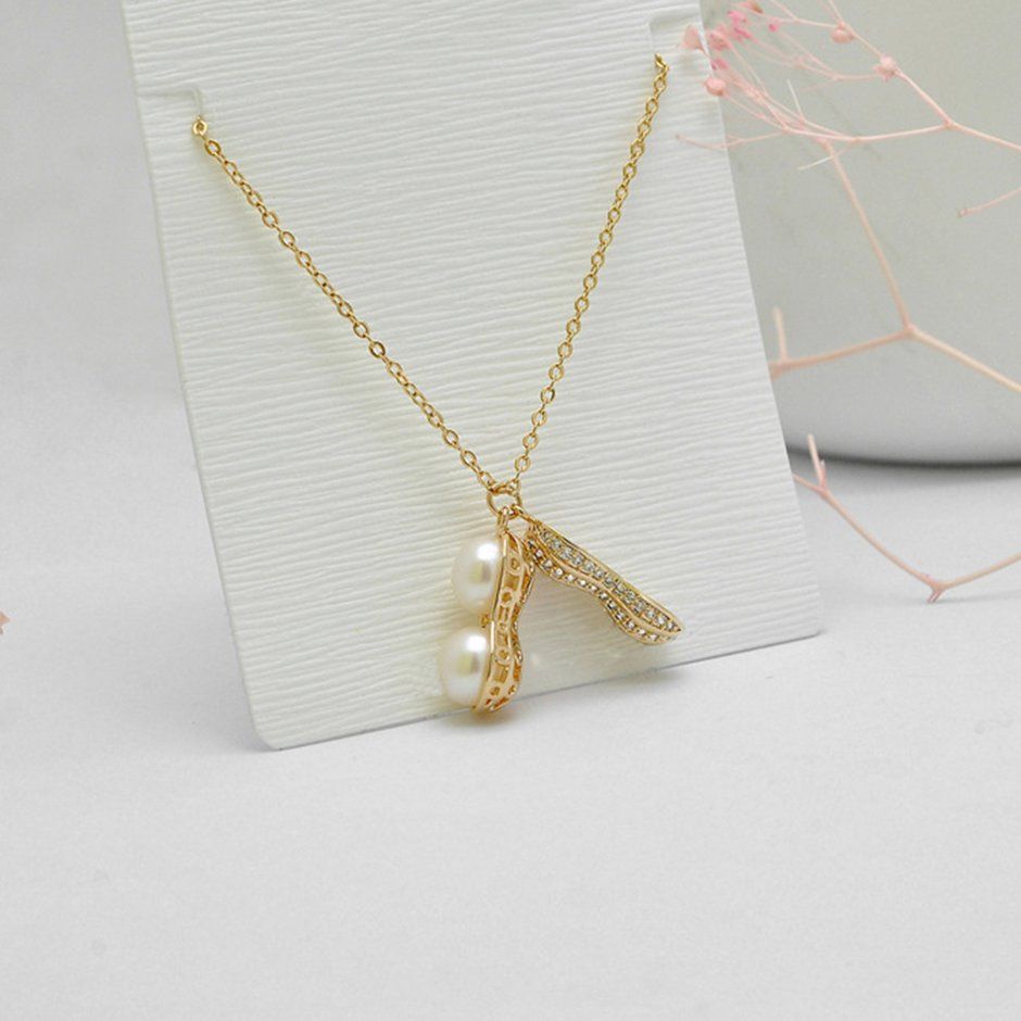 Foreign Trade Korean Personalized Diamonds Pearl Pendant Peach Necklace
