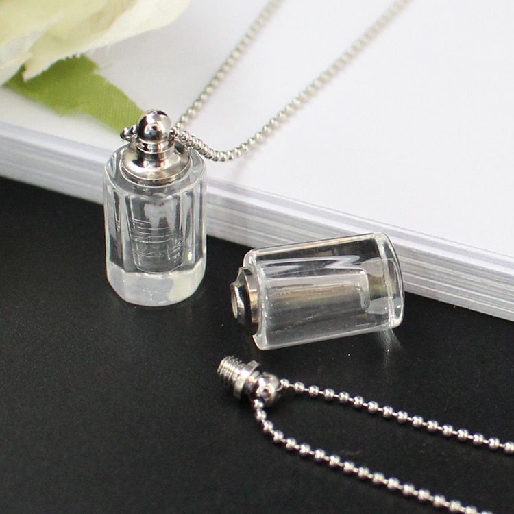 1PC Clear Crystal Vial Pendant With Ball Chain Necklace name on rice crystal vials Necklaces Wishing Bottle Pendant Necklace