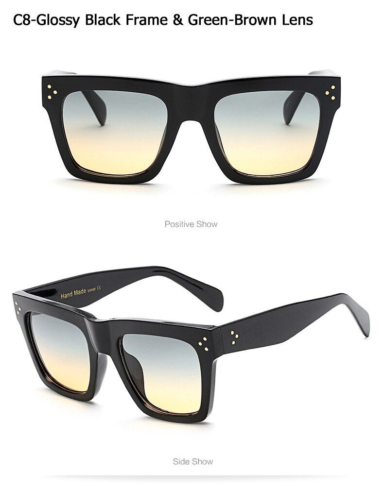 C8JackJad 2017 Fashion Women Cool Square Style Gradient Sunglasses Three Dots Brand Design Vintage Sun Glasses Oculos De Sol