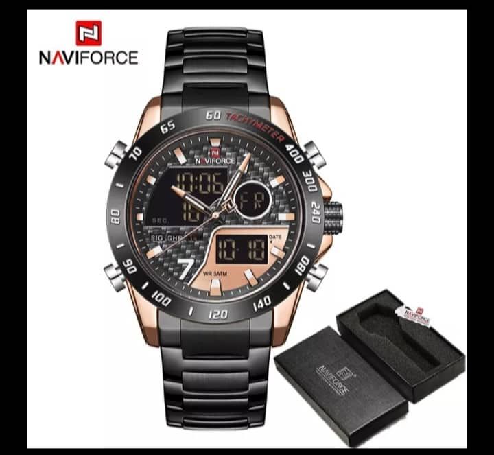 Naviforce Nf9171 Silver And Royal Blue Two-Tone Stainless Steel Dual Time Wrist Watch For Men - Watch For Men