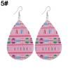 Women Easter Bunny Egg Teardrop Dangle Faux Leather Hook Earrings Jewelry Gift