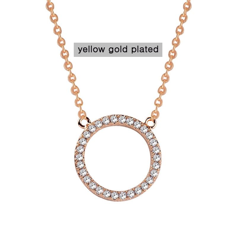 SINLEERY Shiny Paved Tiny Crysral Circle Round Choker Necklaces Pendant Silver Color Chain Jewelry For Women XL089 SSB(null)