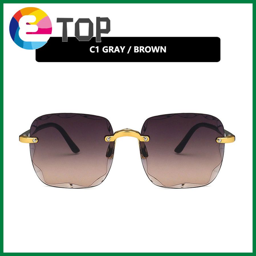 European and American square sunglasses trimmed rimless trendy big frame sunglasses ladies sunscreen sunglasses