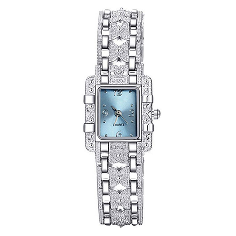 Fashion Rectangle Dial Rhinestone Alloy Band Lady Women Gift Analog Wrist Watch