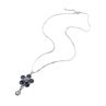 Attrtive Flower Pendant Neckle Inlaid Rhinestone Sweater Dress Chain Jewelry
