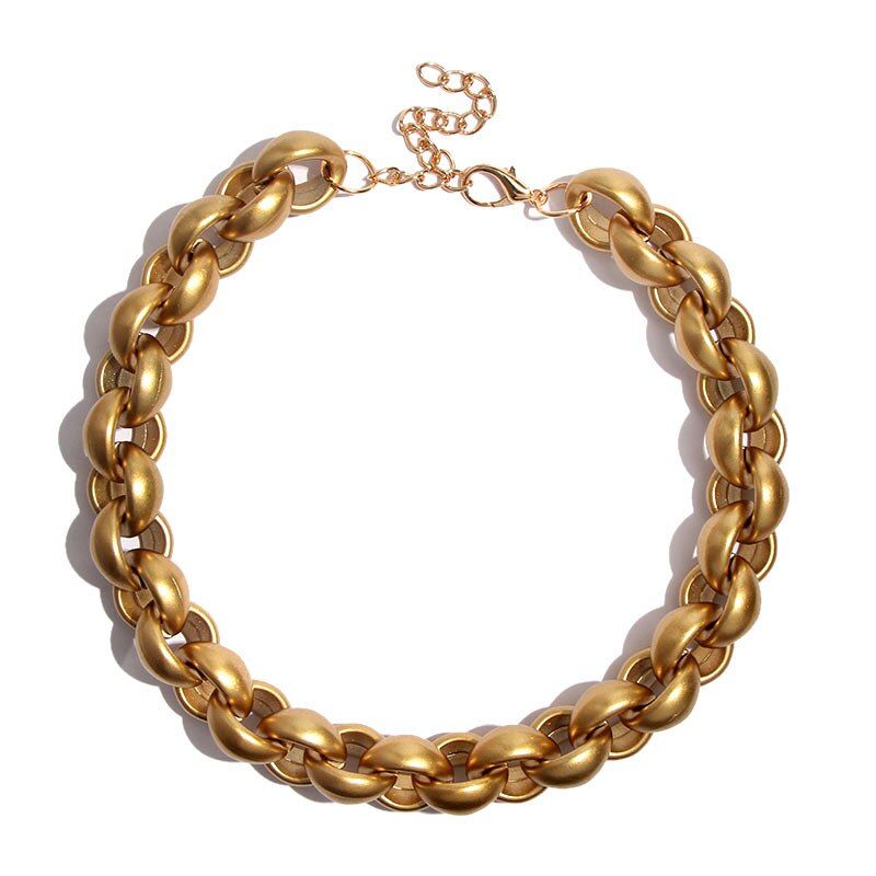 JUST FEEL 2020 New Gold Link Chain Necklace Women Men Punk Rock Circle Statement Choker Necklace Vintage Female Charm Jewelry