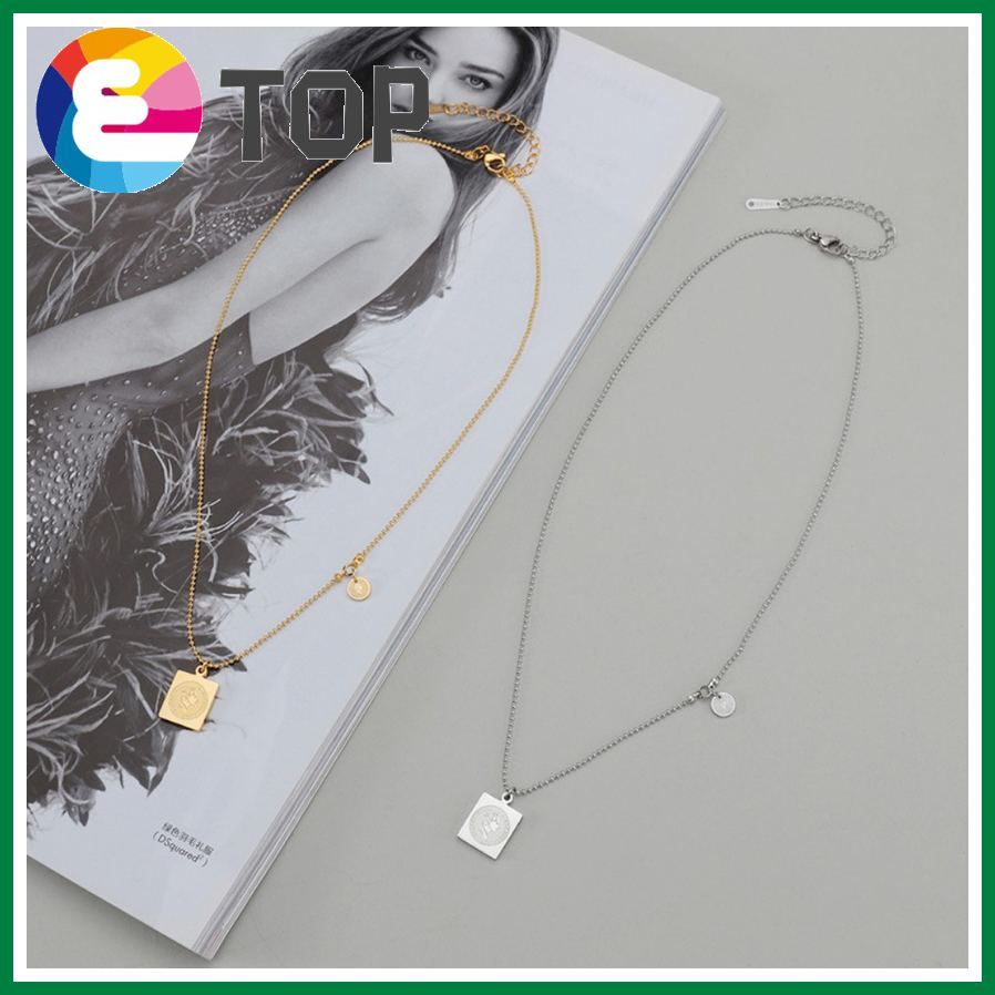 European And American Style Portrait Square Pendant Necklace Female Summer New Niche Design Long All-Match Sweater Chain