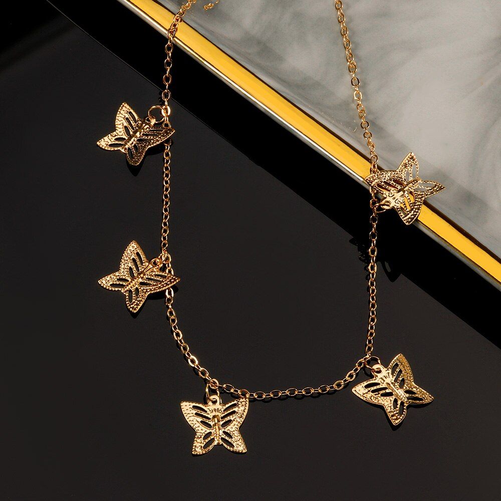 New Bohemian Butterfly Choker necklace for Women 2020 Women Gold Silver Color Acrylic Cutout Clavicle Necklaces Fashion Jewelry