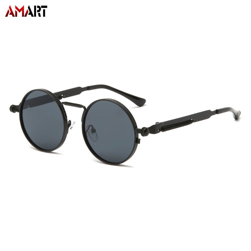 Unisex Steampunk Sunglasses Old-School Fashion Round Metal Frame Goggles