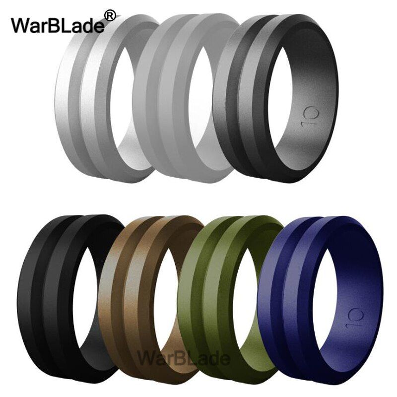 WarBLade 8MM V-groove Silicone Rings Hypoallergenic Flexible Sports Men Wedding Rubber Bands Food Grade Silicone Finger Ring