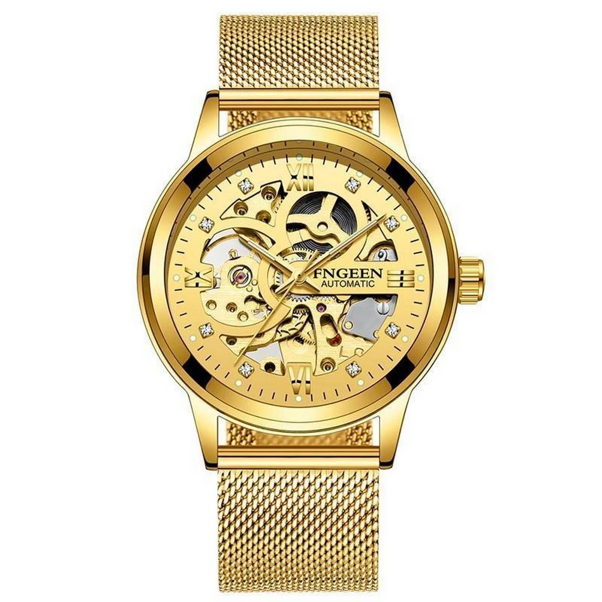 Fngeen Fashion Fully Automatic Double-Sided Hollow Watches Men's Tourbillon Mechanical Watch Business Waterproof Wristwatch
