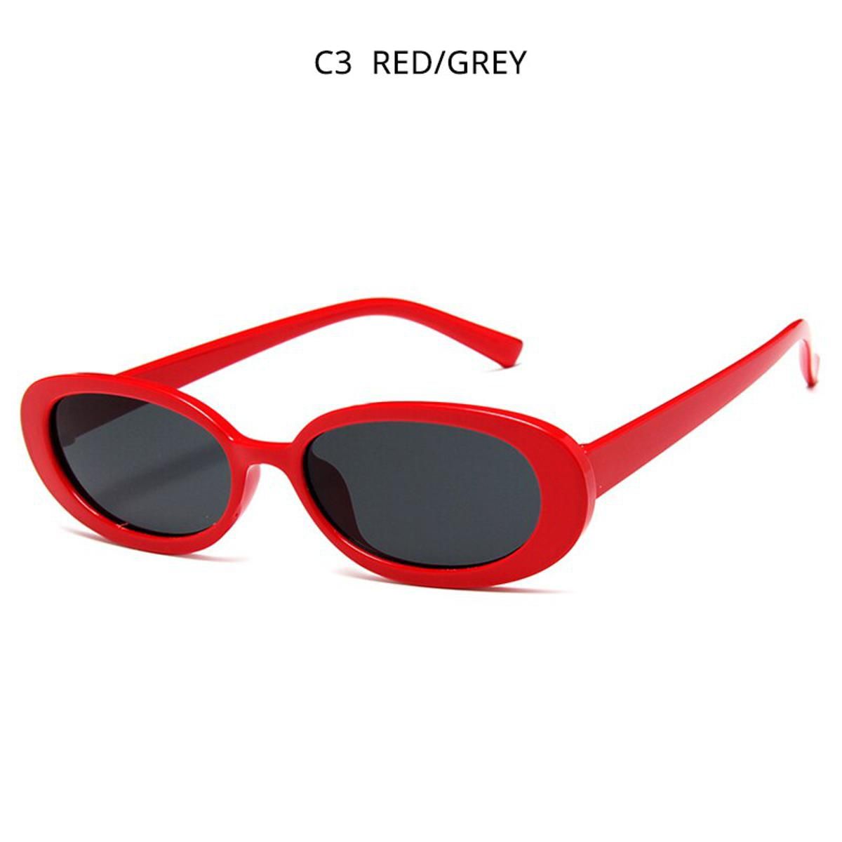 Red GreyHOOBAN Classic Oval Sunglasses Women Stylish Cow Color Ladies Sun Glasses Fashion Small Shades UV400