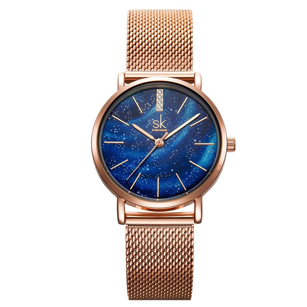 Starry Green and Blue Dial Reloj Mujer Ladies Wristwatch Ultra-thin Stainless Steel Strap Quartz Montre Femme