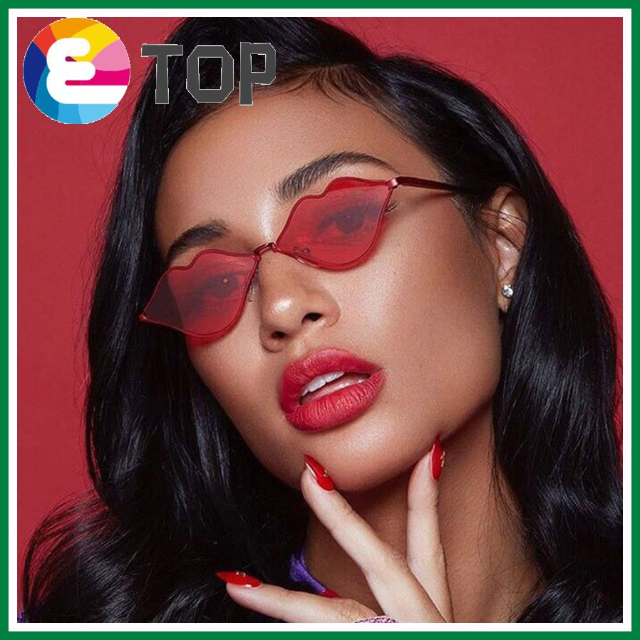 European and American personality small frame lip sunglasses ladies trendy metal sunglasses fashion red lips sunglasses