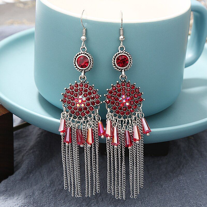 Crazy Feng 2020 Earrings Jewelry Full Crystal Hanging Tassel Long Drop Earrings for Women Fashion Earings Party Accessories