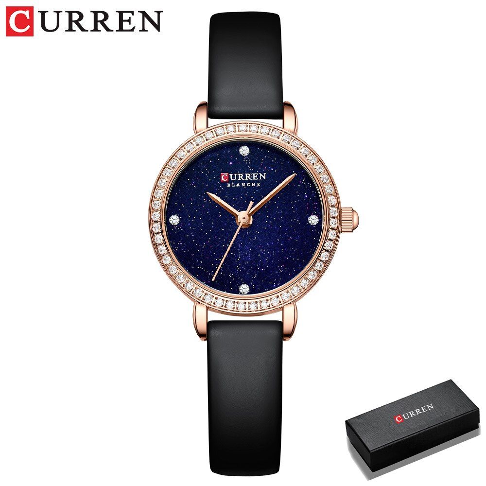 2021 CURREN  Watches for Women Luxury Charm Leather Crystal Wristwatches Fashion Waterproof Quartz Female Clock Montre femme